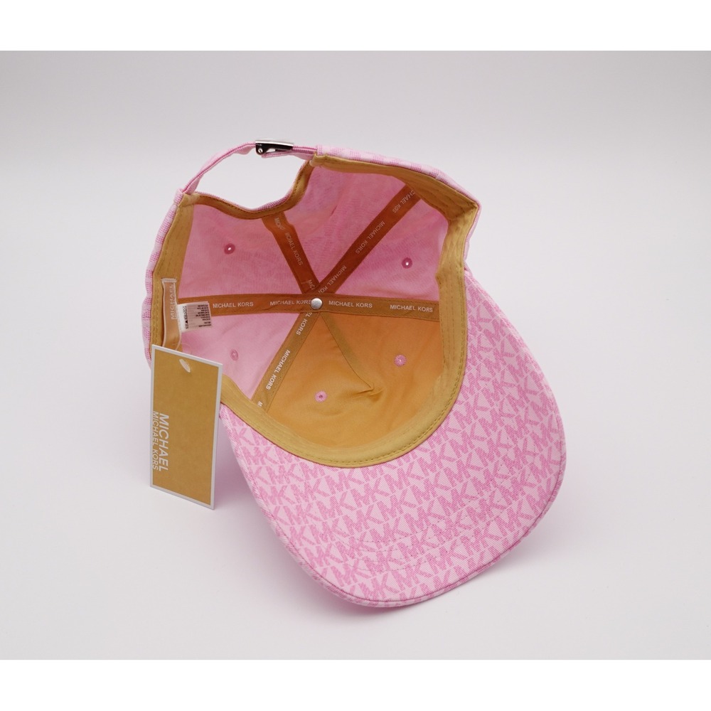 Michael Kors Pink Signature Logo Monogram Baseball Cap Adjustable Hat NEW - Picture 6 of 6